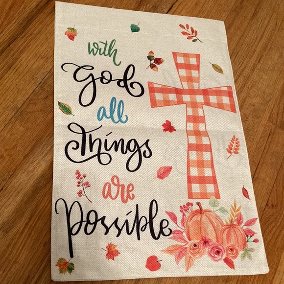 Fall Canvas Garden Flag with God all Things are possible 12.5 x 18.5 New - Picture 3 of 7